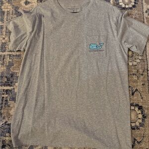 Vineyard Vines Heather Gray Tee with Aqua Whale